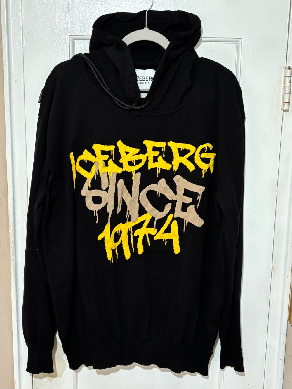 Iceberg Black Hoodie with Yellow & Tan Graffiti Logo